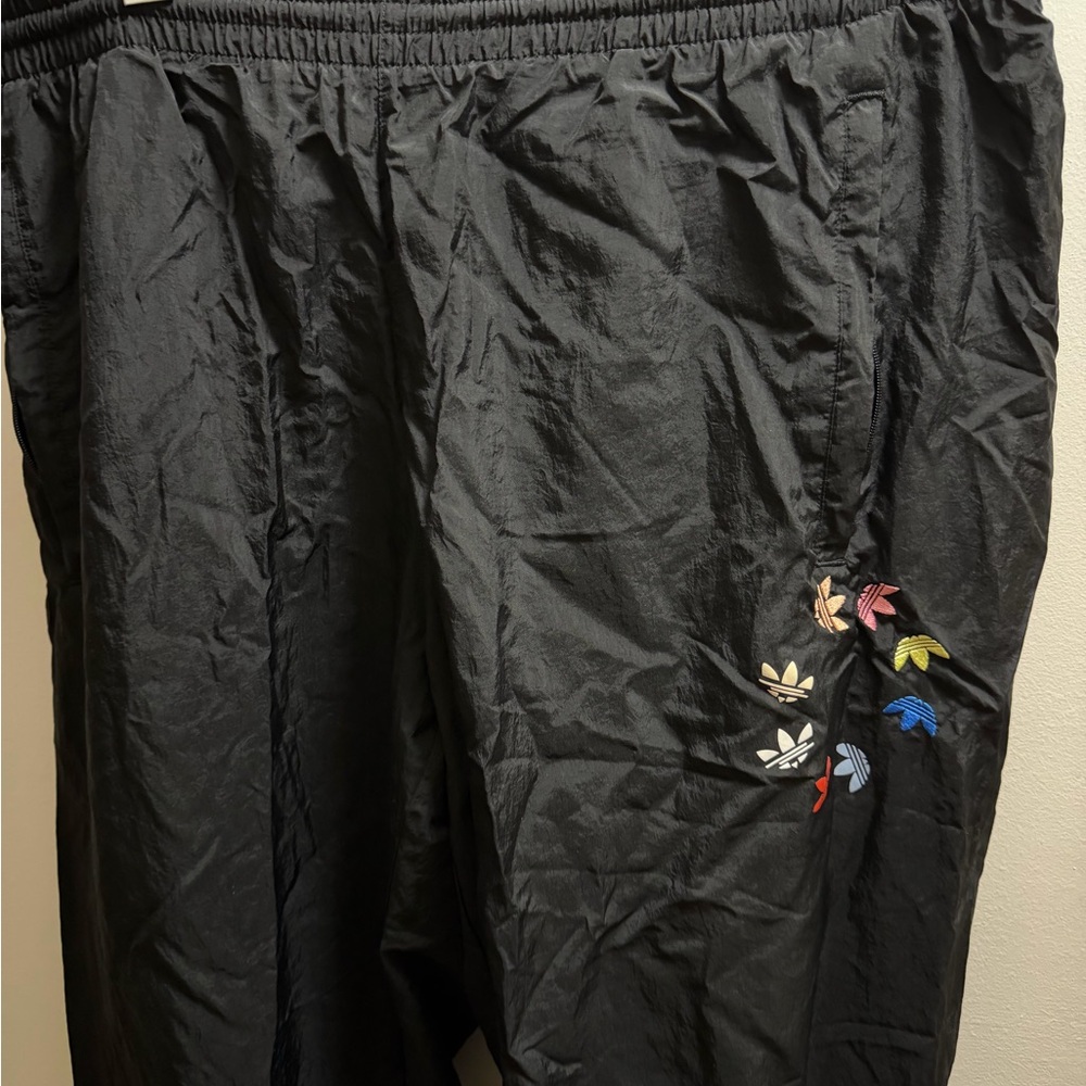 Adidas Black Track Pants with Multicolor Logo + Legend tan joggers + extras
